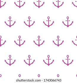 Cute seamless vector pattern with violet anchors. Seamless pattern can be used for wallpaper, fill patterns, web page background, surface textures. Isolated on a white background.