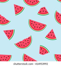 Cute seamless vector pattern with watermelon slices