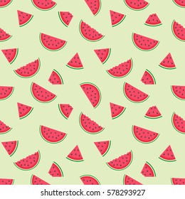 Cute seamless vector pattern with watermelon slices