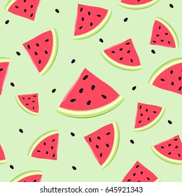 Cute seamless vector pattern with watermelon slices