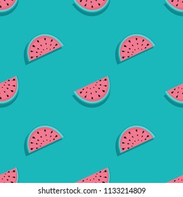 Cute seamless vector pattern with watermelons. 