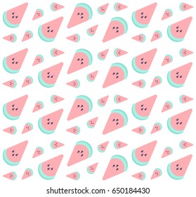Cute seamless vector pattern with watermelons design