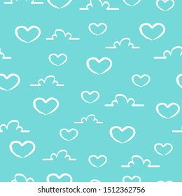 cute seamless vector pattern with white clouds on blue background. can be used as background, Wallpaper, packaging paper design, textiles and other things.