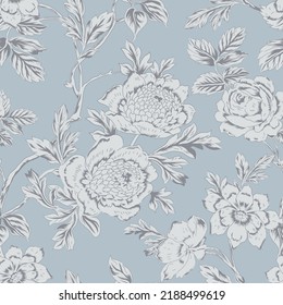 cute seamless vector stock flowers leaves pattern on background