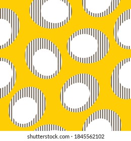 cute seamless vector striped circle pattern on yellow background