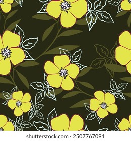 cute seamless vector violet stock flowers with green leaves pattern of white