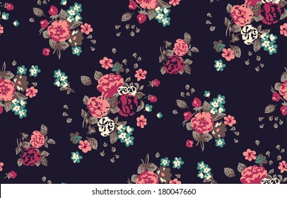 cute seamless vintage flower pattern vector