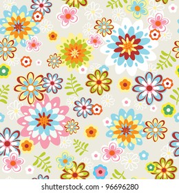 cute seamless vintage flower pattern line art. Vector illustration