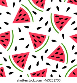 Cute seamless watermelon pattern on white background. 