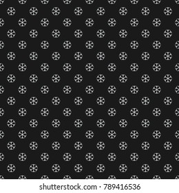 Cute Seamless Winter Pattern with subtle snowflakes on dark background with tiny dots. Hand Drawn Design. Great for wall art design, gift paper, wrapping, fabric, textile, etc.