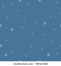 Cute Seamless Winter Pattern with subtle snowflakes on blue background. Great for wall art design, gift paper, wrapping, fabric, textile, etc.