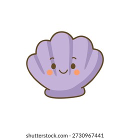 Cute Seashell Cartoon Icon in Flat Style
