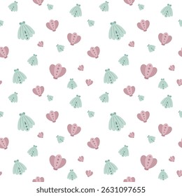 Cute seashell seamless pattern. Adorable ocean pattern. Whimsical nautical hand drawn vector design in flat cartoon style