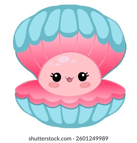 Cute seashell with a smiling face, perfect for summer vibes, beach fun, and ocean adventures.
