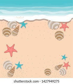 cute seashells on the sea in white background
