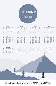 Cute seasonal holiday calendar 2023 with winter