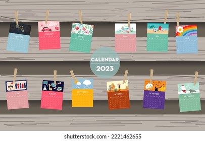 Cute seasonal holiday calendar 2023 with special festival