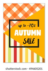 Cute seasonal sale flyer template with lettering in traditional colors. Poster, card, label, banner design set. Vector illustration EPS10