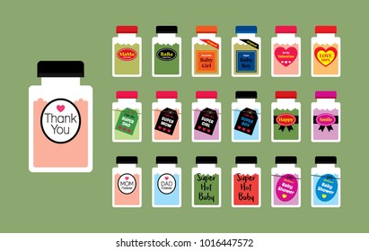 cute seasoning bottle greeting cards vector