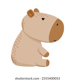 Cute seated capybara with a calm expression. Perfect for kids books, stickers, cards, or animal-themed designs