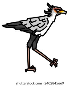 cute secretarybird transparent background vector illustration