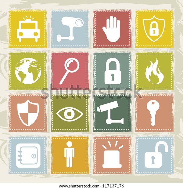 cute\
security icons over grunge background.\
vector