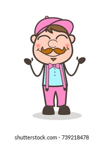 Cute Seller Man Smiling and Blushing Face Vector