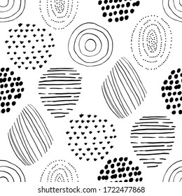 Cute semless pattern with abstract shapes. Perfect for kids fabric, textile, nursery wallpaper. Vector illustration.