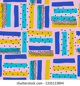 Rutschfreies Muster mit bunten abstrakten Formen. Ideal für Kindergewebe, Textilien, Tapeten für Kindermädchen. Vektorgrafik.