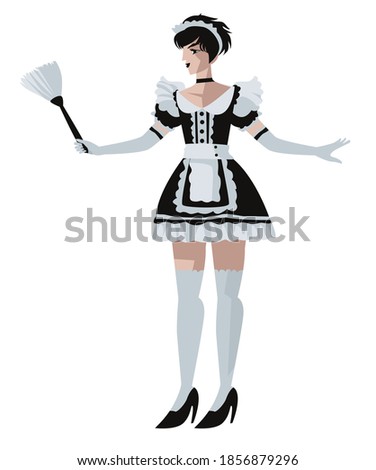 cute sensual young man dressed as a maid