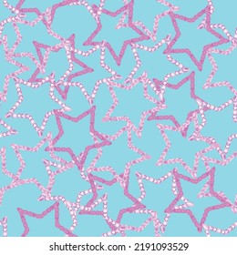 Cute Sequin Stars Embroidery Background Pattern Seamless