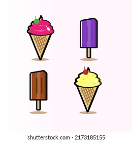 Cute series of ice creams illustration for your business design purposes