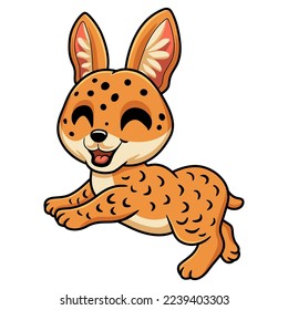 Cute serval cat cartoon jumping