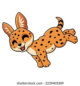 Cute serval cat cartoon jumping