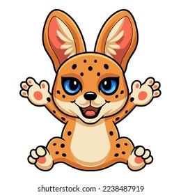 Cute serval cat cartoon sitting