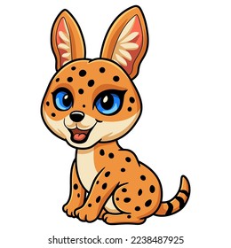 Cute serval cat cartoon sitting