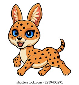 Cute serval cat cartoon walking
