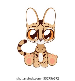 Cute serval vector illustration art in flat color