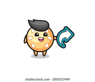 cute sesame ball hold social media share symbol , cute style design for t shirt, sticker, logo element
