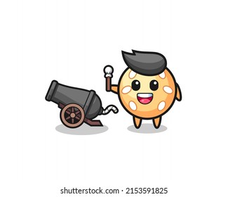 cute sesame ball shoot using cannon , cute design