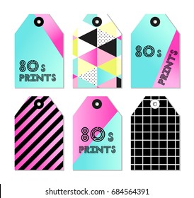 Cute set of 80s and 90s style trendy tags