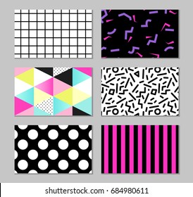 Cute set of 80s and 90s style trendy cards design