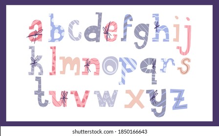 Conjunto de navidades de alfabeto diseño de estilo tipográfico de letra actual