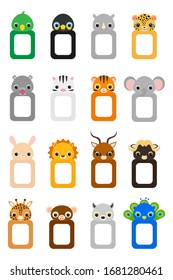 Cute set of animal frames for children. Set of frames for photo or scrapbook. Flat vector stock illustration for kid and baby. 