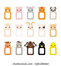 Cute set of animal frames for children. Set of frames for photo or scrapbook. Flat vector stock illustration for kid and baby. 