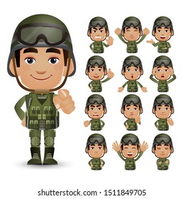 Cute Set - Set of army with different emotion