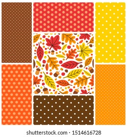 Cute set of Autumn seamless patterns background