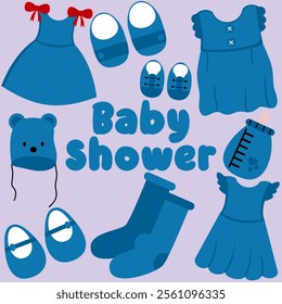 Cute set of baby shower elements decoration Vector Image