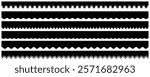 Cute set of black seamless upper borders with scalloped edges. simple scalloped border. frames and dividers.
