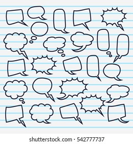 Cute set of blank bubble speech design illustration